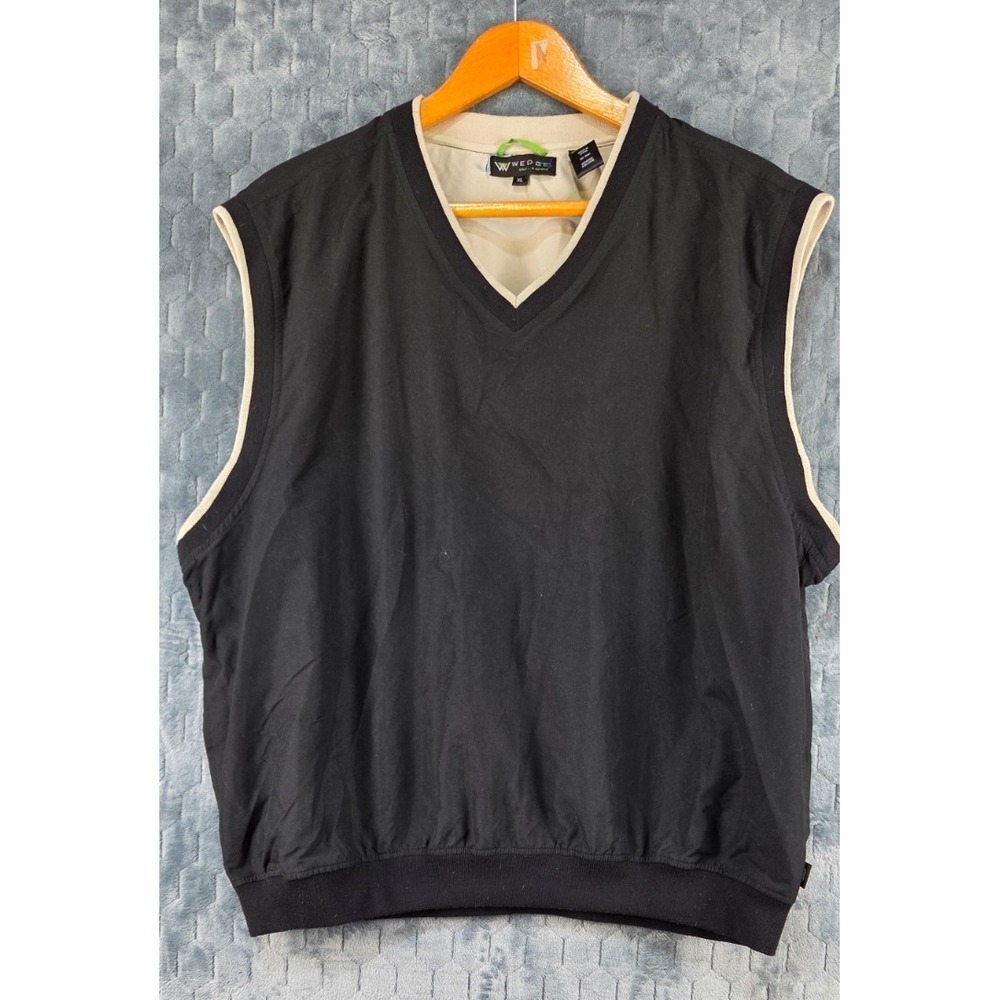 Wedge  Men's V-Neck‎ Golf Vest Size XL Black With Pockets